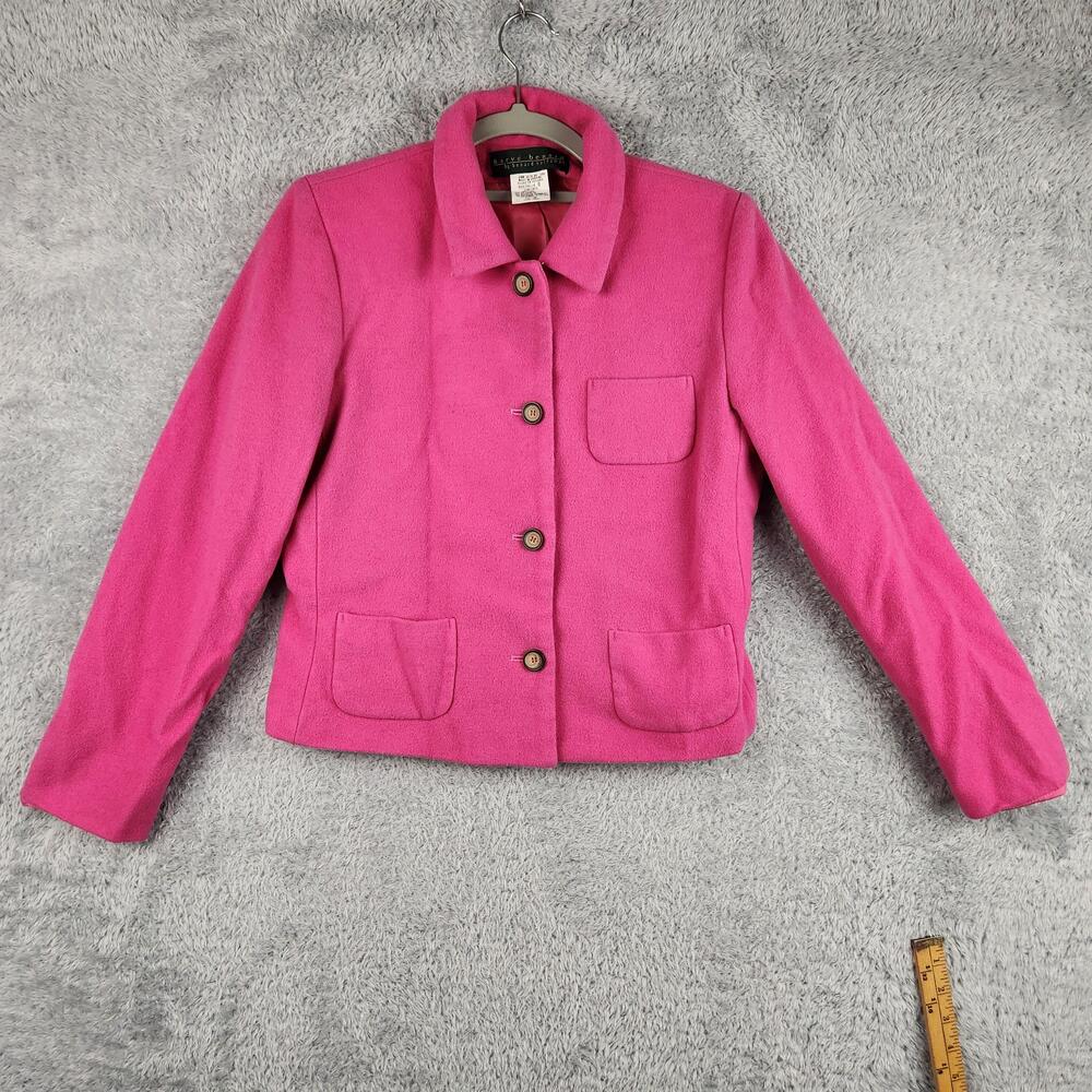 Vintage Harve Benard Blazer Womens 8 Pink Wool Cashmere Button Short Jacket 90s